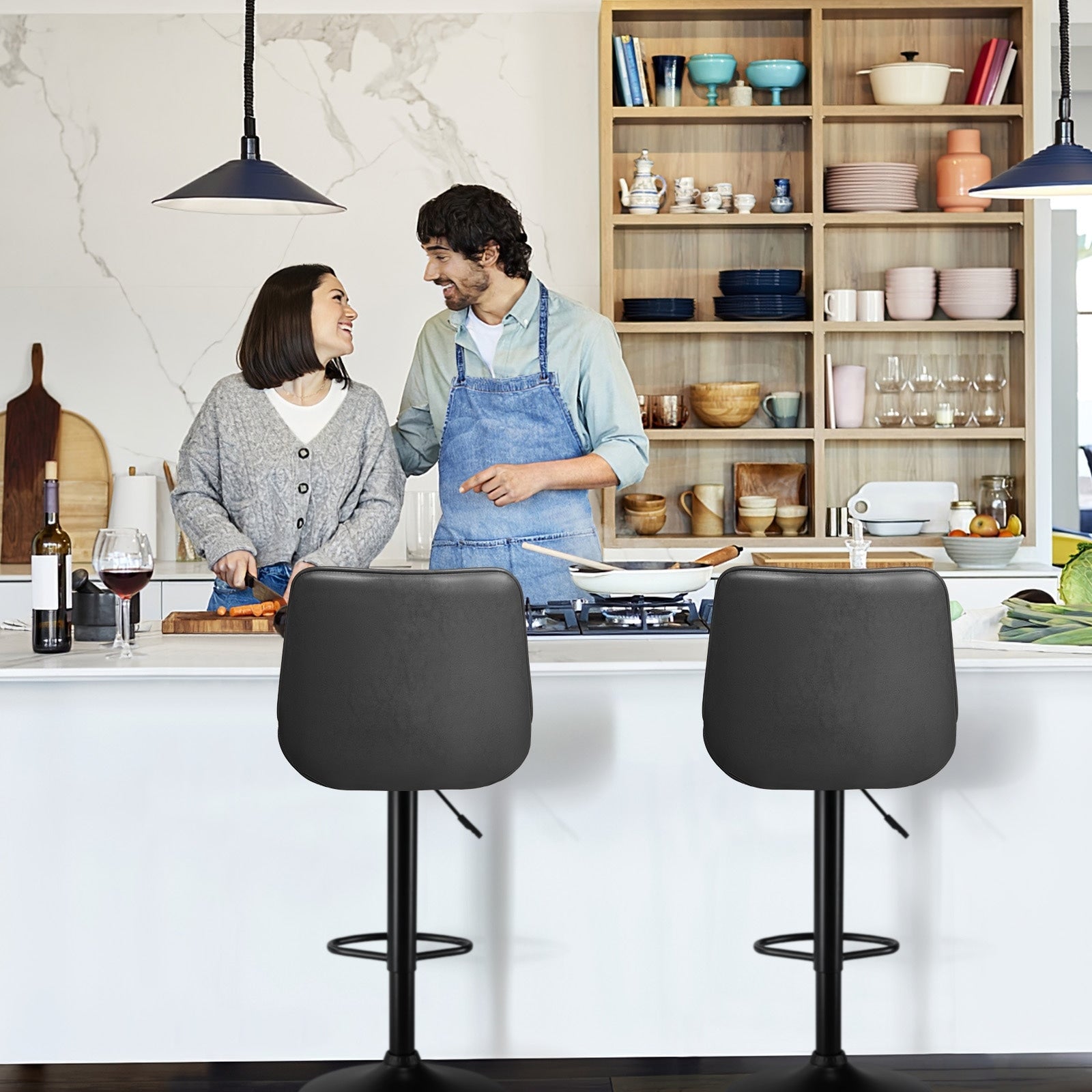 Tabourets de bar pivotants réglables Bossin avec dossier – Hauteur comptoir