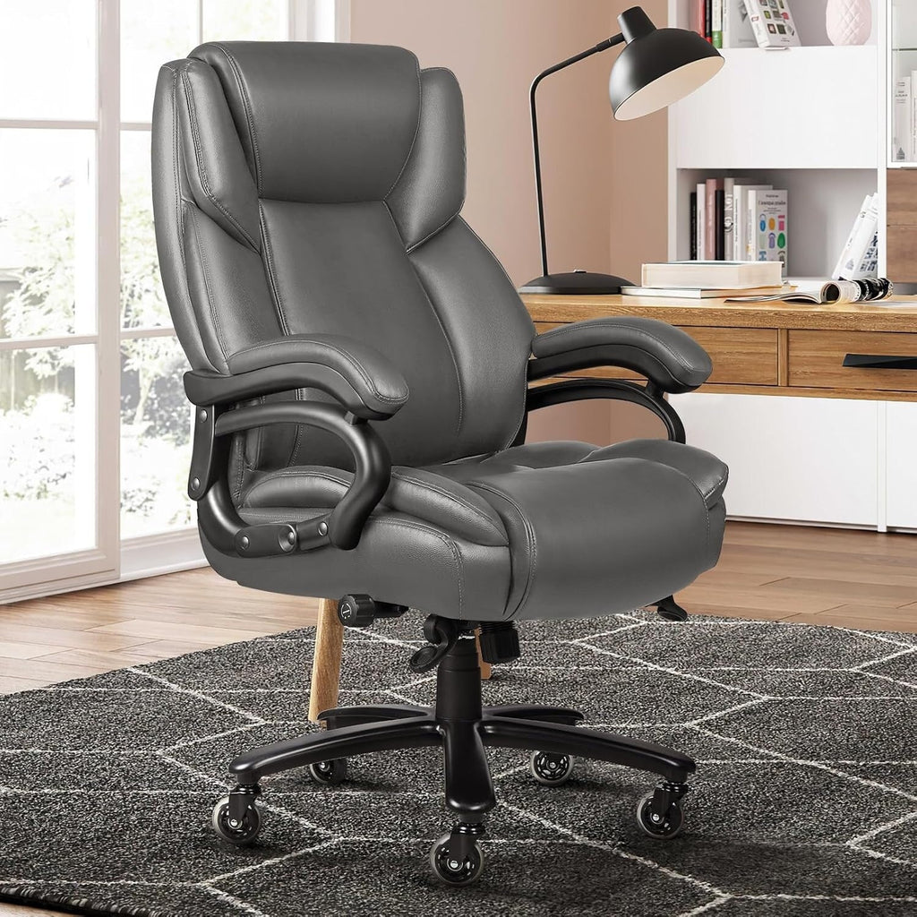 Chaise de bureau exécutive Bossin Big and Tall, chaise ergonomique à soutien lombaire réglable de 500 lb avec dossier haut en cuir PU pour ordinateur