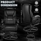 Chaise de bureau exécutive Bossin Big and Tall, chaise ergonomique à soutien lombaire réglable de 500 lb avec dossier haut en cuir PU pour ordinateur