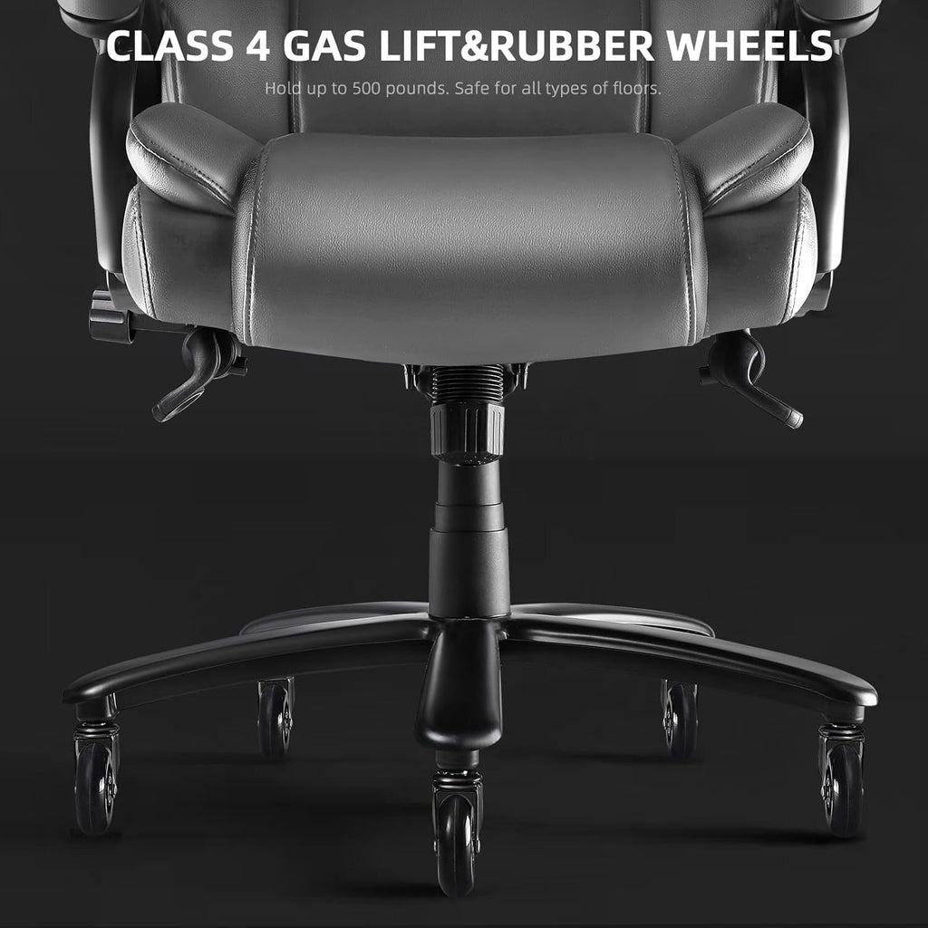 Chaise de bureau exécutive Bossin Big and Tall, chaise ergonomique à soutien lombaire réglable de 500 lb avec dossier haut en cuir PU pour ordinateur