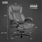 Chaise de bureau exécutive Bossin Big and Tall, chaise ergonomique à soutien lombaire réglable de 500 lb avec dossier haut en cuir PU pour ordinateur