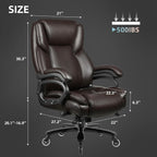 Chaise de bureau exécutive Bossin Big and Tall, chaise ergonomique à soutien lombaire réglable de 500 lb avec dossier haut en cuir PU pour ordinateur