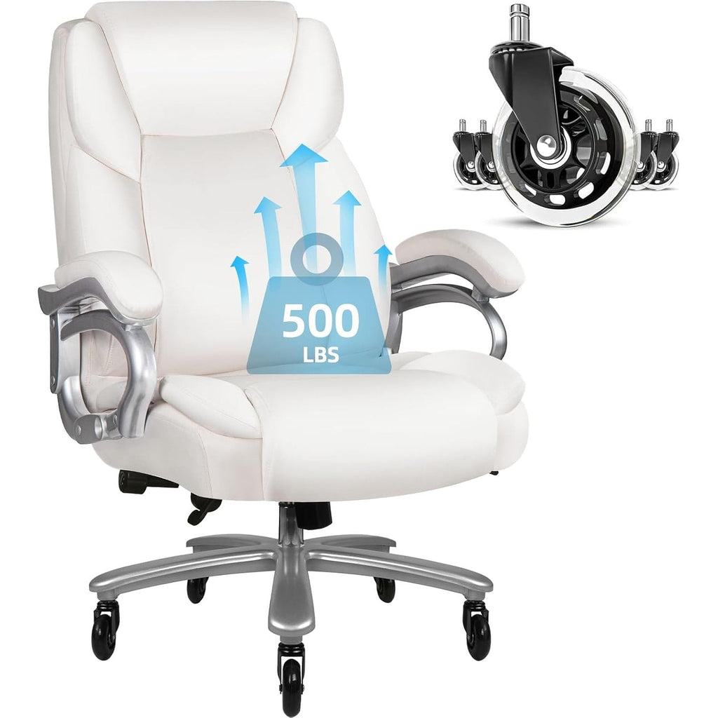 Chaise de bureau exécutive Bossin Big and Tall, chaise ergonomique à soutien lombaire réglable de 500 lb avec dossier haut en cuir PU pour ordinateur