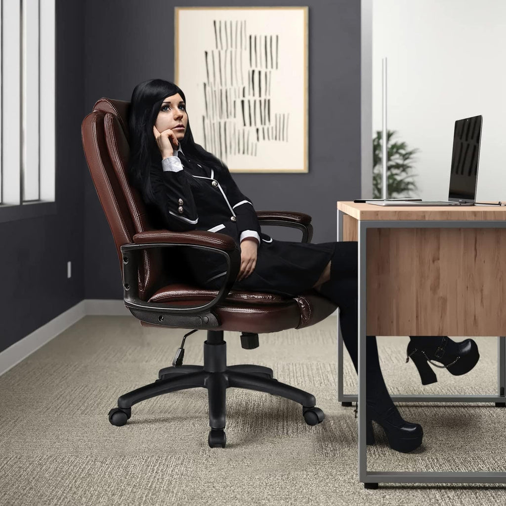 Chaise de bureau Bossin Big and Tall, chaise de direction à dossier haut, chaise de direction ergonomique réglable en cuir, 400 lb