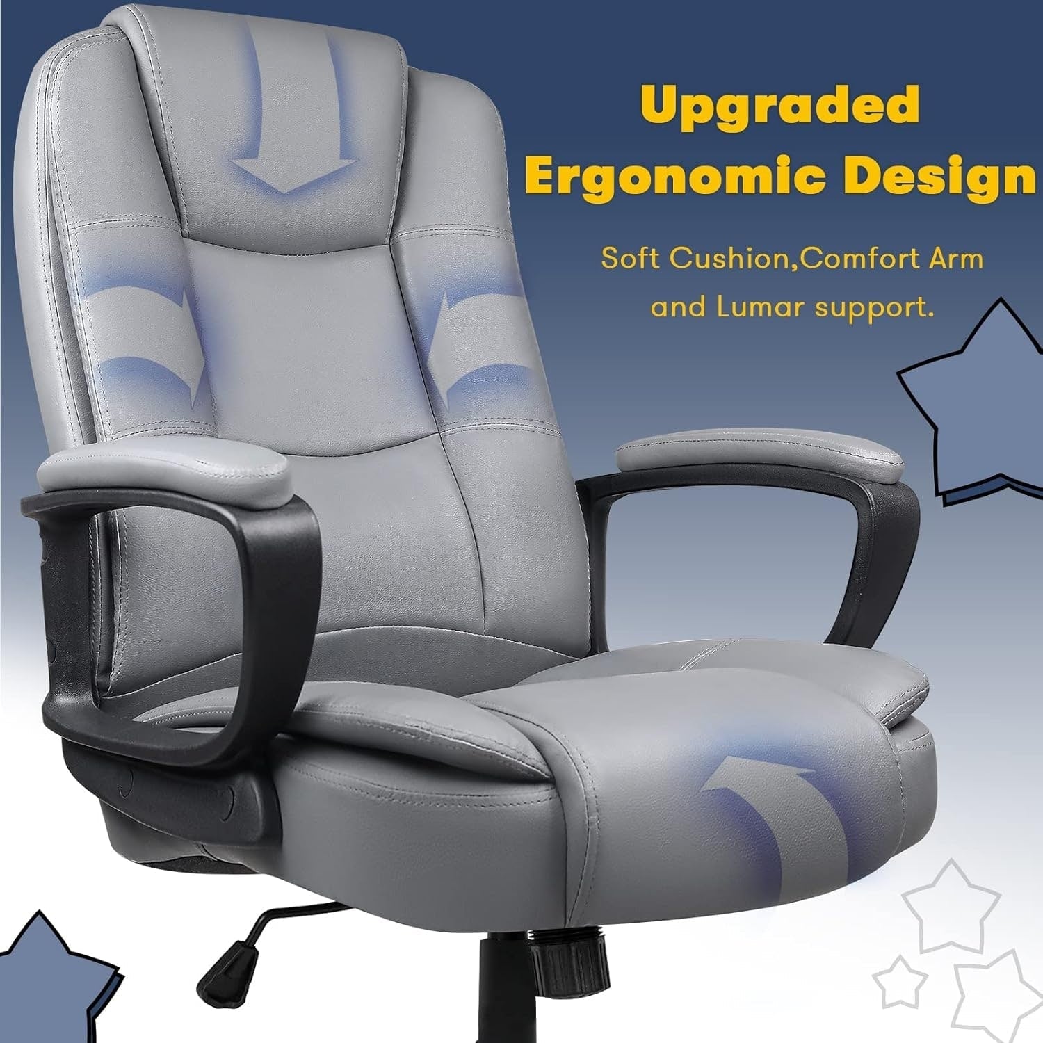 Chaise de bureau Bossin Big and Tall, chaise de direction à dossier haut, chaise de direction ergonomique réglable en cuir, 400 lb