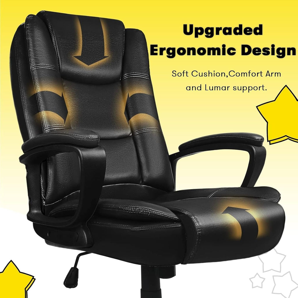 Chaise de bureau Bossin Big and Tall, chaise de direction à dossier haut, chaise de direction ergonomique réglable en cuir, 400 lb