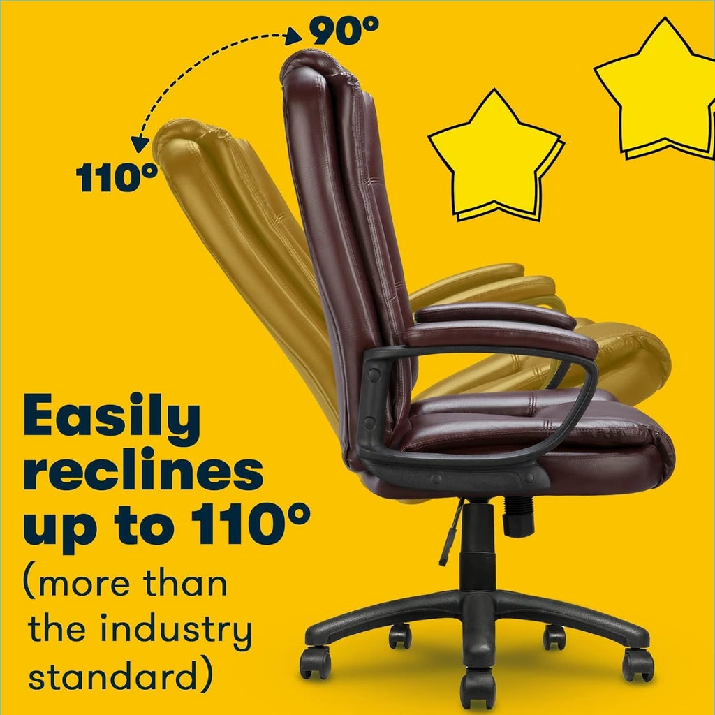 Chaise de bureau Bossin Big and Tall, chaise de direction à dossier haut, chaise de direction ergonomique réglable en cuir, 400 lb