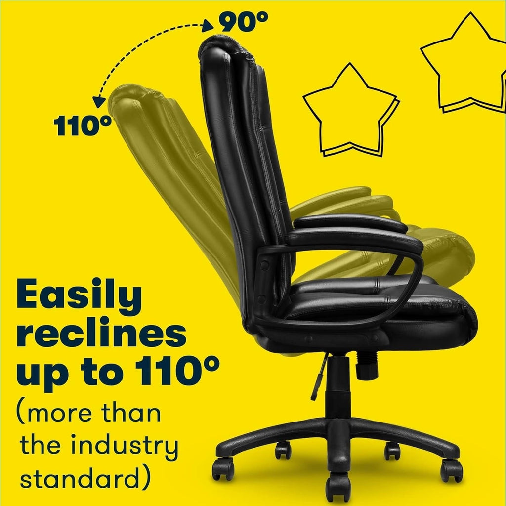 Chaise de bureau Bossin Big and Tall, chaise de direction à dossier haut, chaise de direction ergonomique réglable en cuir, 400 lb