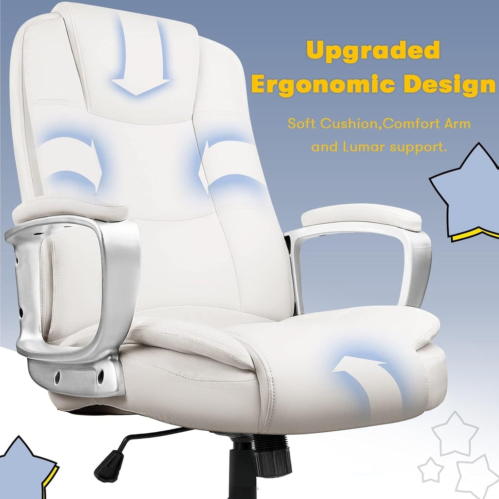 Chaise de bureau Bossin Big and Tall, chaise de direction à dossier haut, chaise de direction ergonomique réglable en cuir, 400 lb