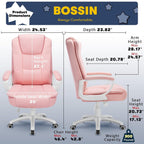 Chaise de bureau Bossin Big and Tall, chaise de direction à dossier haut, chaise de direction ergonomique réglable en cuir, 400 lb