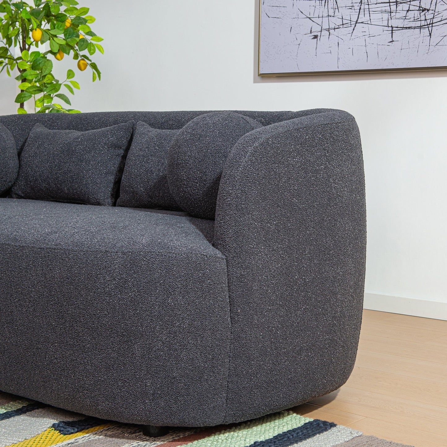 Causeuse 2 places rembourrée KINWELL Boucle avec coussins