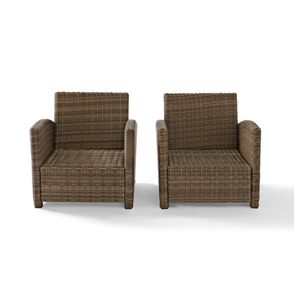 Chaises d'extérieur en osier Crosley Bradenton avec coussins sable (lot de 2)