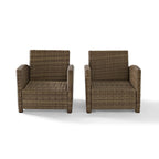 Chaises d'extérieur en osier Crosley Bradenton avec coussins sable (lot de 2)