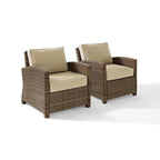 Chaises d'extérieur en osier Crosley Bradenton avec coussins sable (lot de 2)