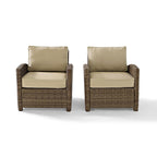 Chaises d'extérieur en osier Crosley Bradenton avec coussins sable (lot de 2)