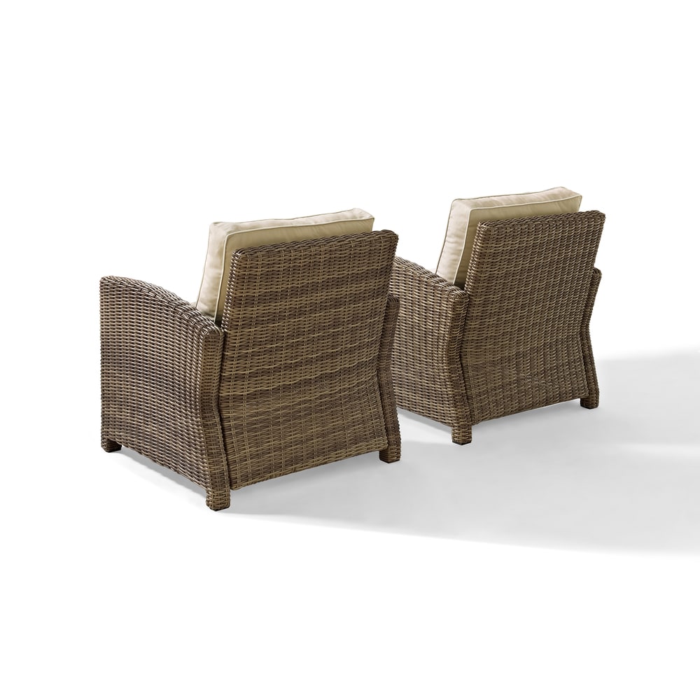 Chaises d'extérieur en osier Crosley Bradenton avec coussins sable (lot de 2)