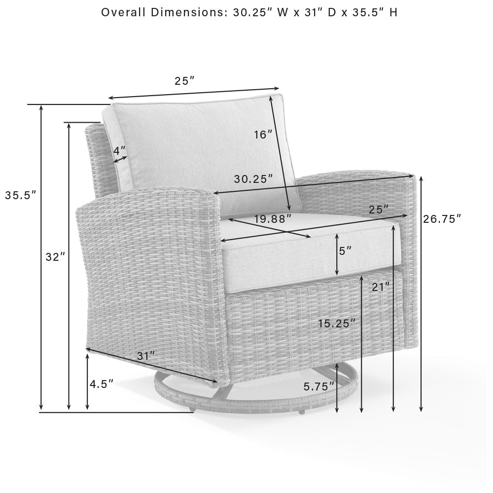 Ensemble canapé et fauteuil pivotant Crosley Bradenton 5 pièces