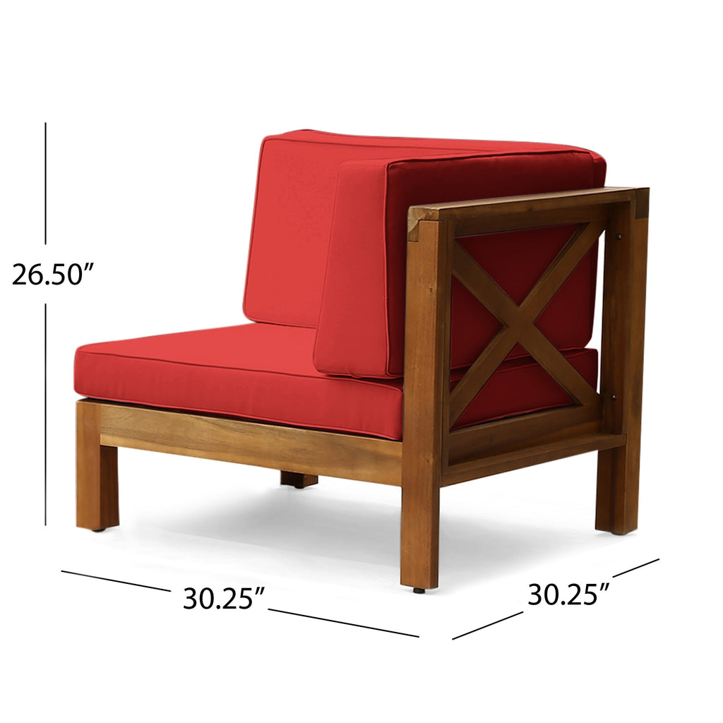 Ensemble de canapés d'extérieur 3 places en bois d'acacia Brava avec table basse et coussins par Christopher Knight Home