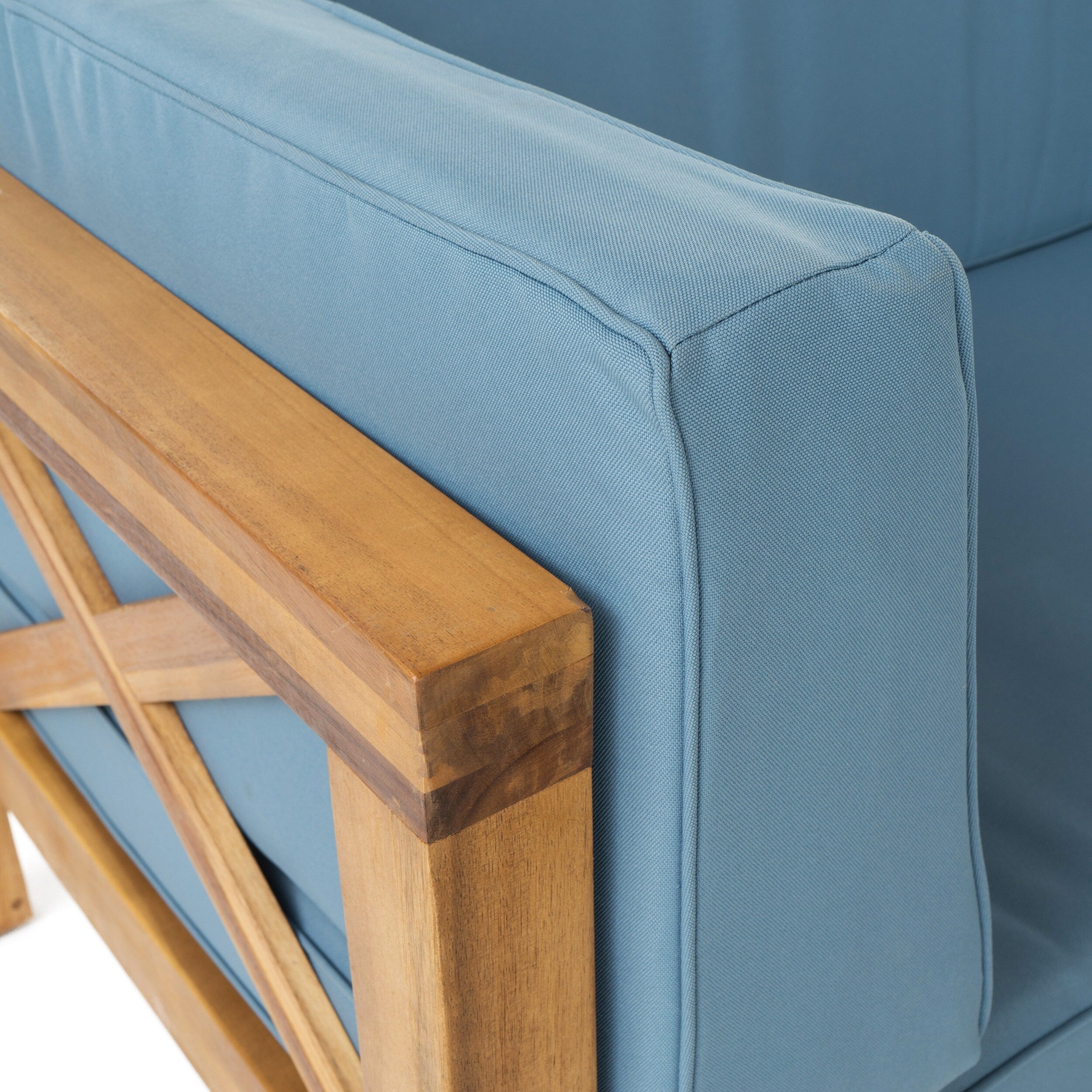 Ensemble de salon d'extérieur sectionnel Brava en acacia par Christopher Knight Home - 88,50 L x 88,50 l x 26,50 H