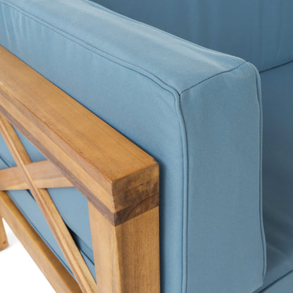 Ensemble de salon d'extérieur sectionnel Brava en acacia par Christopher Knight Home - 88,50 L x 88,50 l x 26,50 H