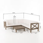Ensemble de salon d'extérieur sectionnel Brava en acacia par Christopher Knight Home - 88,50 L x 88,50 l x 26,50 H