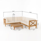 Ensemble de salon d'extérieur sectionnel Brava en acacia par Christopher Knight Home - 88,50 L x 88,50 l x 26,50 H