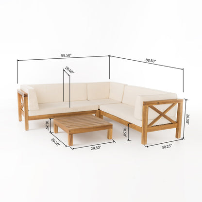 Ensemble de salon d'extérieur sectionnel Brava en acacia par Christopher Knight Home - 88,50 L x 88,50 l x 26,50 H