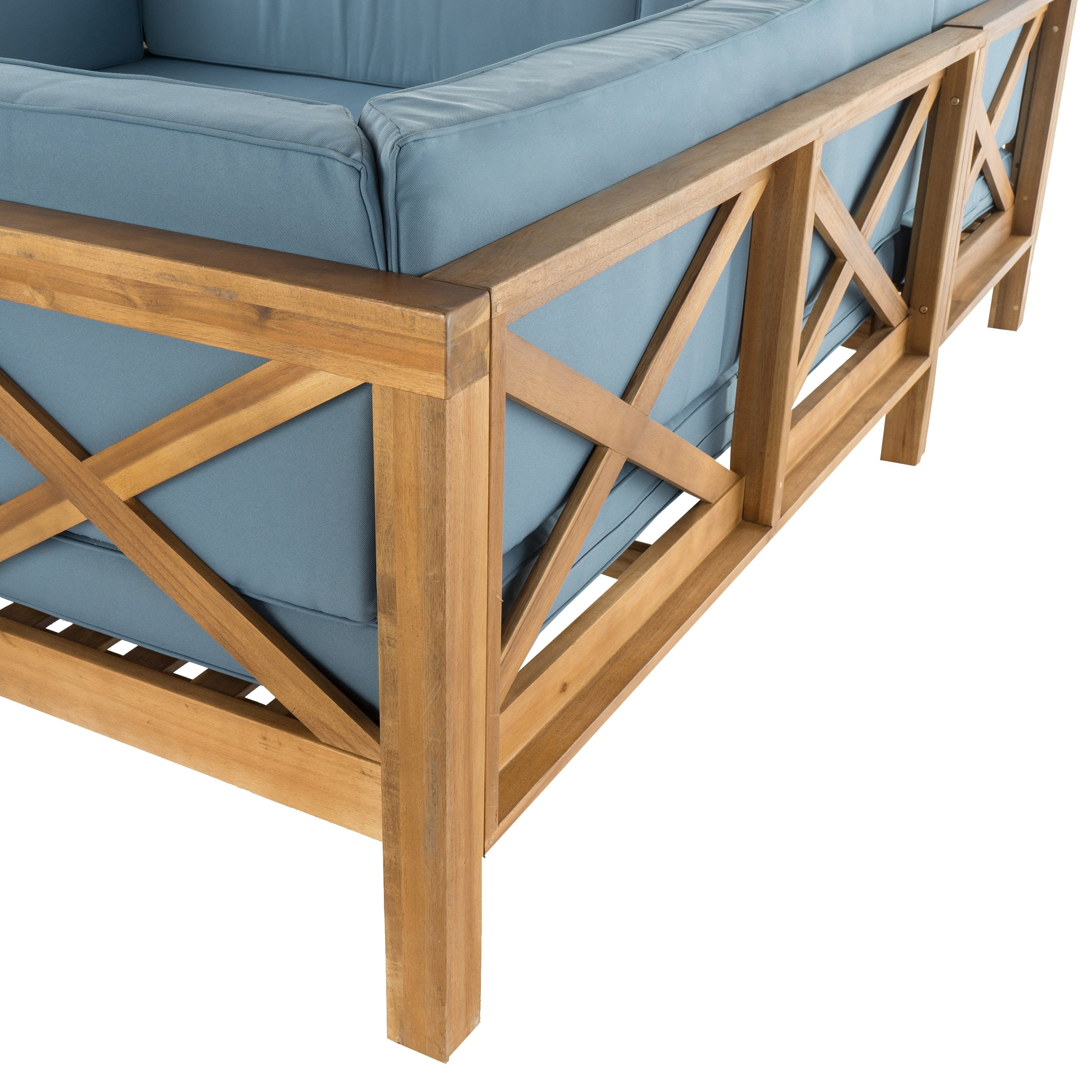 Ensemble de salon d'extérieur sectionnel Brava en acacia par Christopher Knight Home - 88,50 L x 88,50 l x 26,50 H