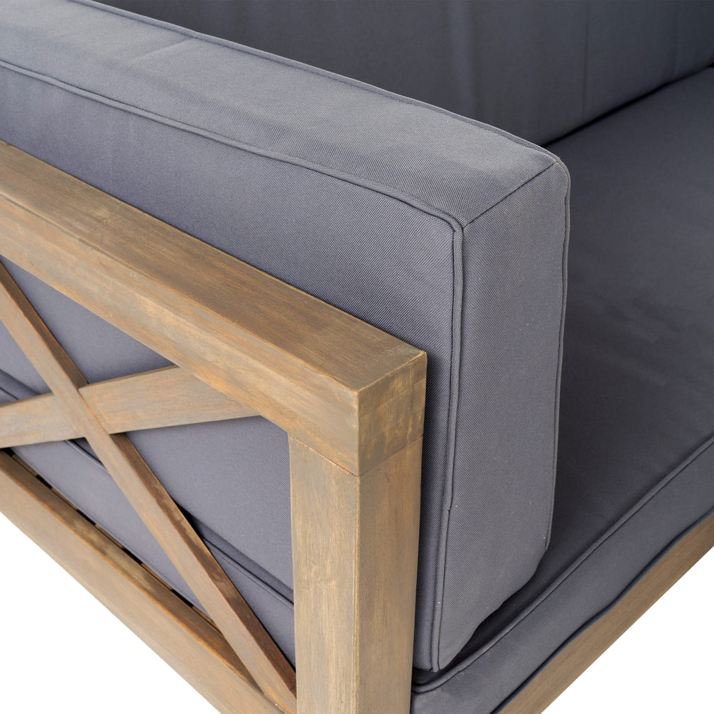 Ensemble de salon d'extérieur sectionnel Brava en acacia par Christopher Knight Home - 88,50 L x 88,50 l x 26,50 H