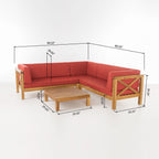 Ensemble de salon d'extérieur sectionnel Brava en acacia par Christopher Knight Home - 88,50 L x 88,50 l x 26,50 H