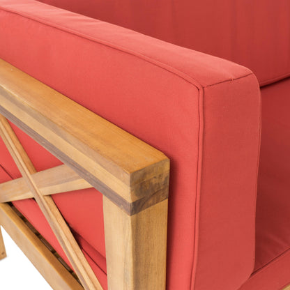 Ensemble de salon d'extérieur sectionnel Brava en acacia par Christopher Knight Home - 88,50 L x 88,50 l x 26,50 H