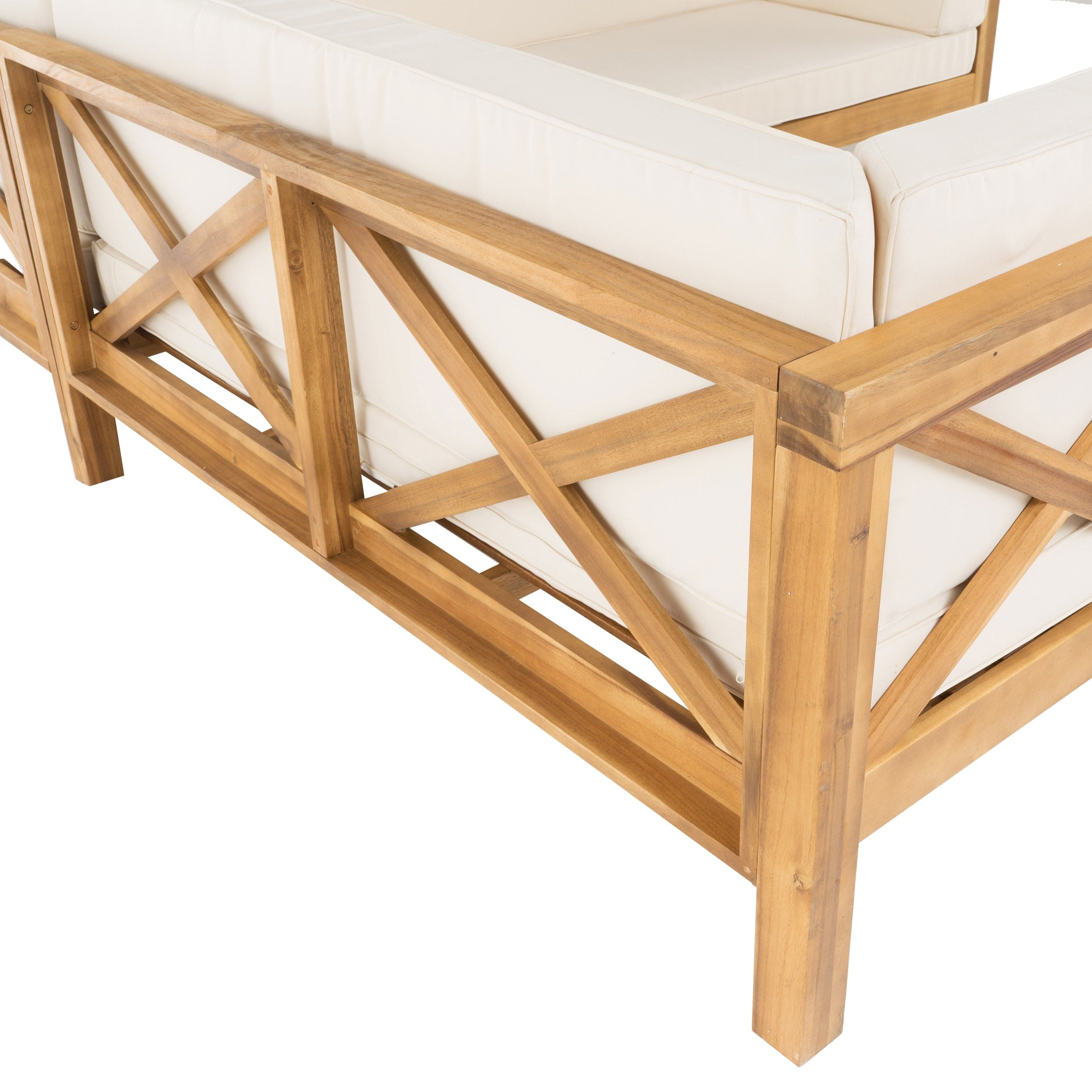 Ensemble de salon d'extérieur sectionnel Brava en acacia par Christopher Knight Home - 88,50 L x 88,50 l x 26,50 H