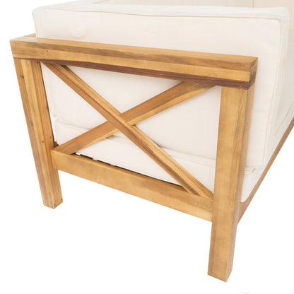 Ensemble de salon d'extérieur sectionnel Brava en acacia par Christopher Knight Home - 88,50 L x 88,50 l x 26,50 H