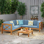 Ensemble de salon d'extérieur sectionnel Brava en acacia par Christopher Knight Home - 88,50 L x 88,50 l x 26,50 H