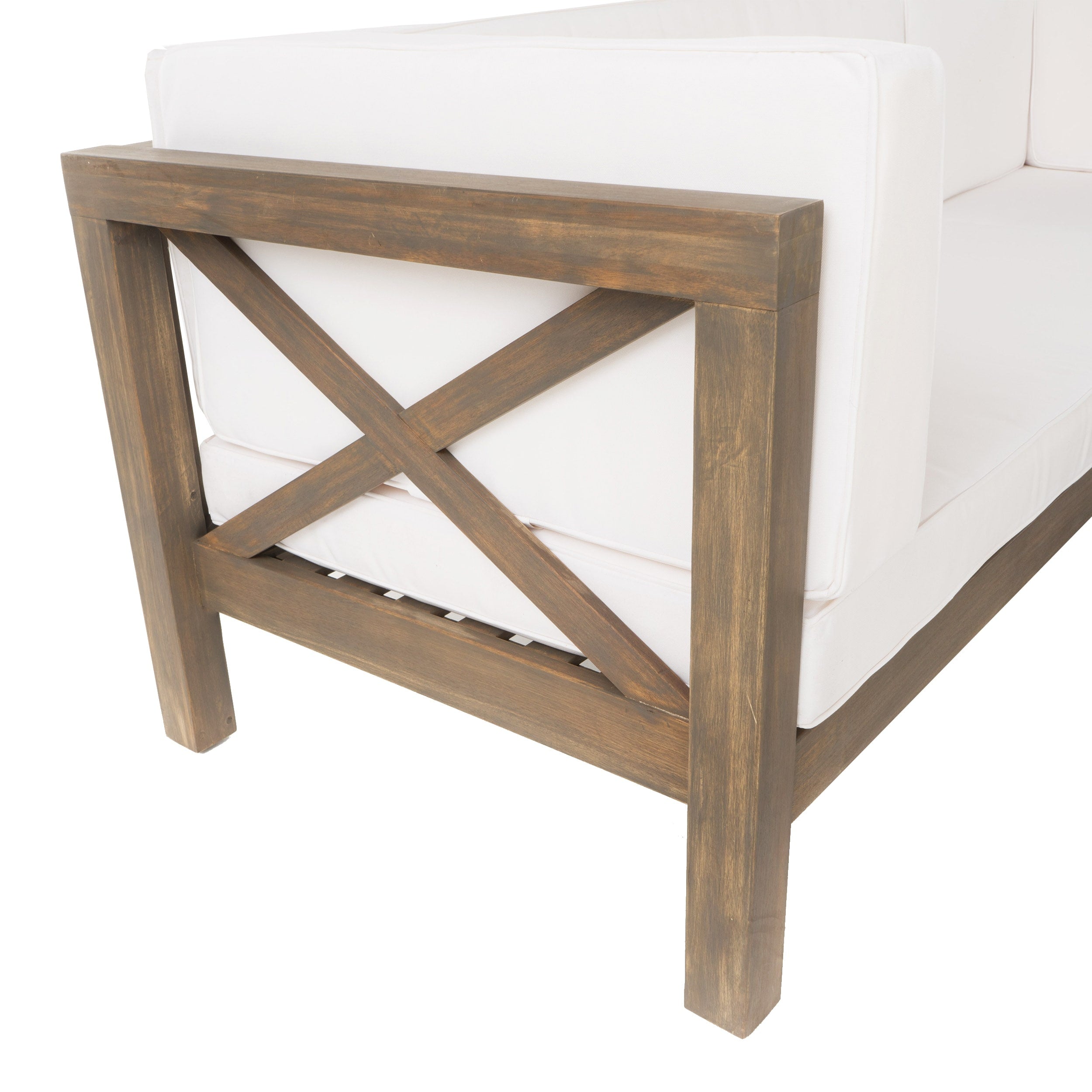 Ensemble de salon d'extérieur sectionnel Brava en acacia par Christopher Knight Home - 88,50 L x 88,50 l x 26,50 H