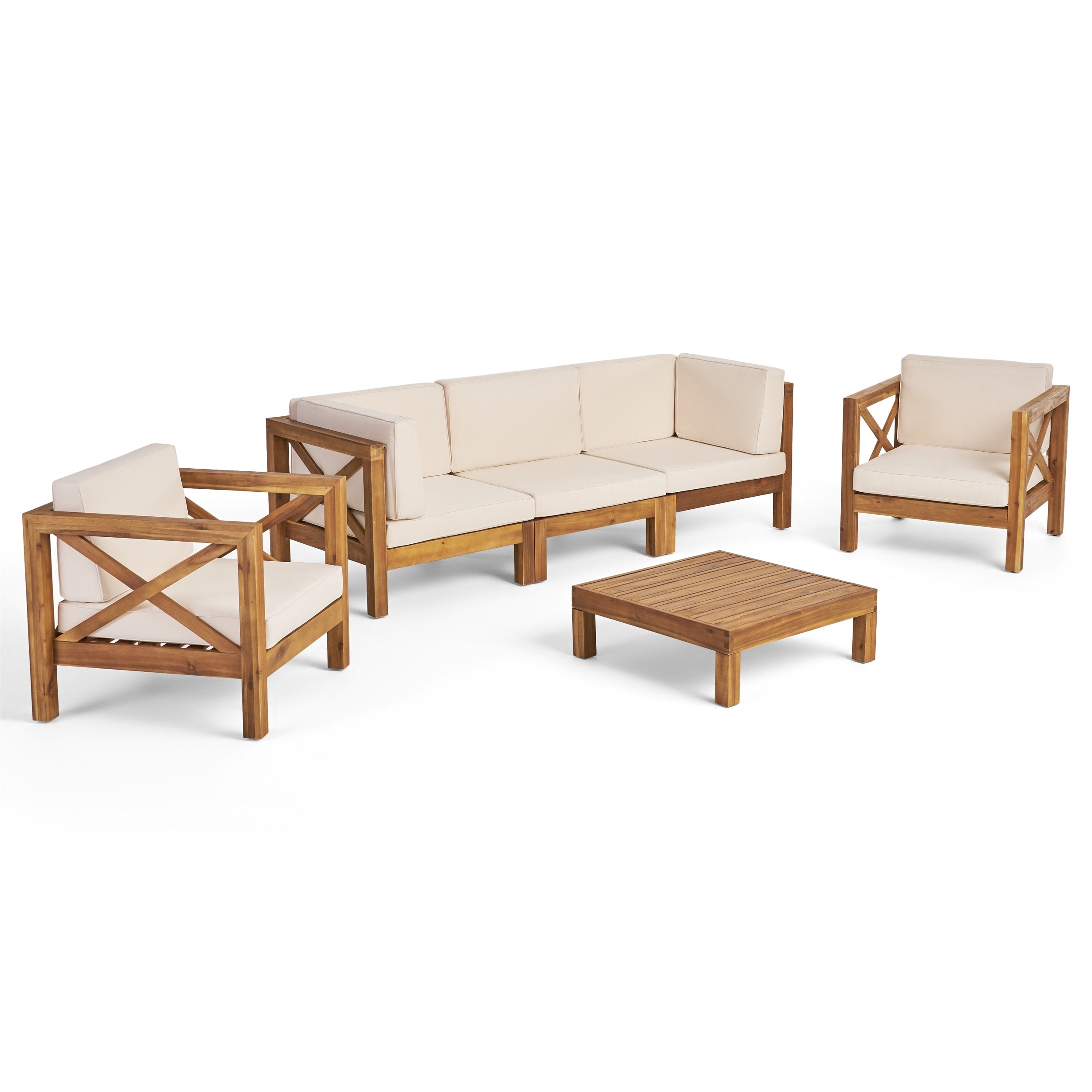 Ensemble de salon de jardin Brava en bois d'acacia, 6 pièces, par Christopher Knight Home