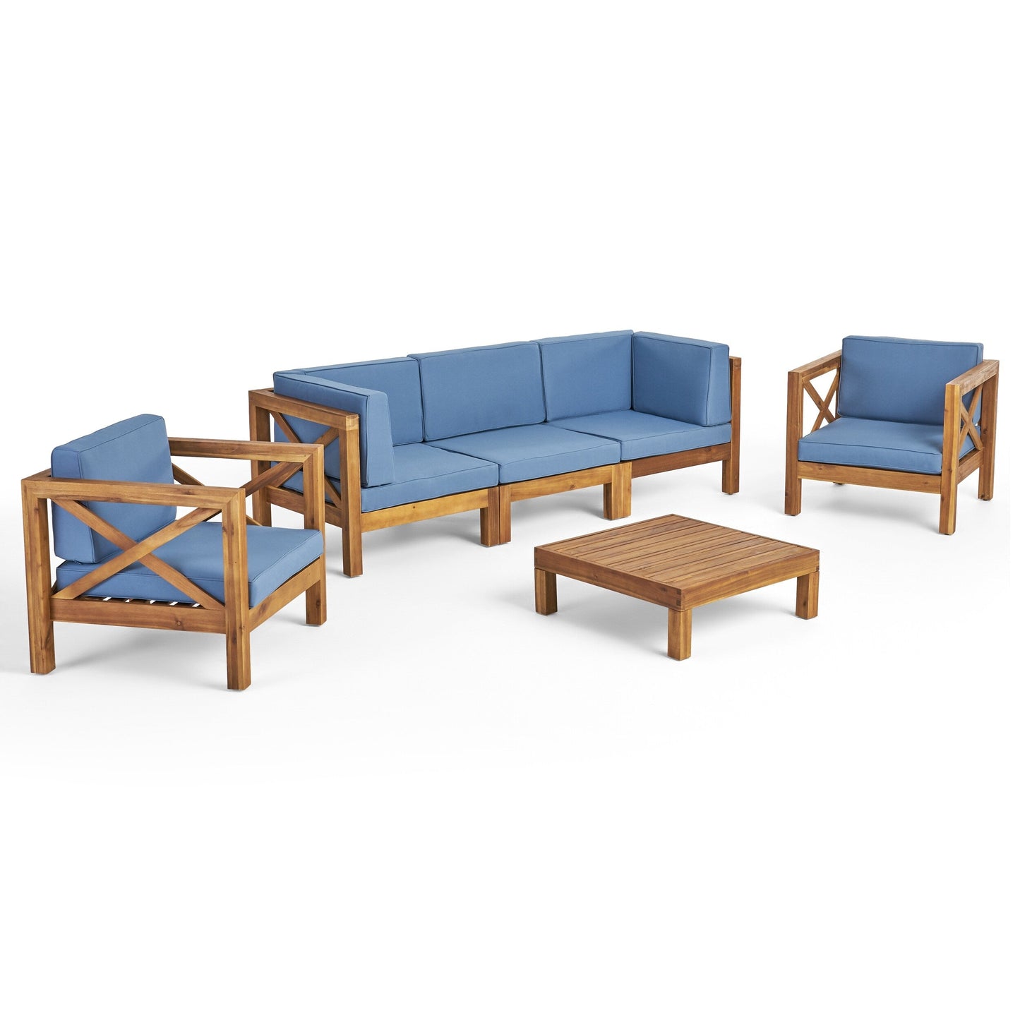 Ensemble de salon de jardin Brava en bois d'acacia, 6 pièces, par Christopher Knight Home