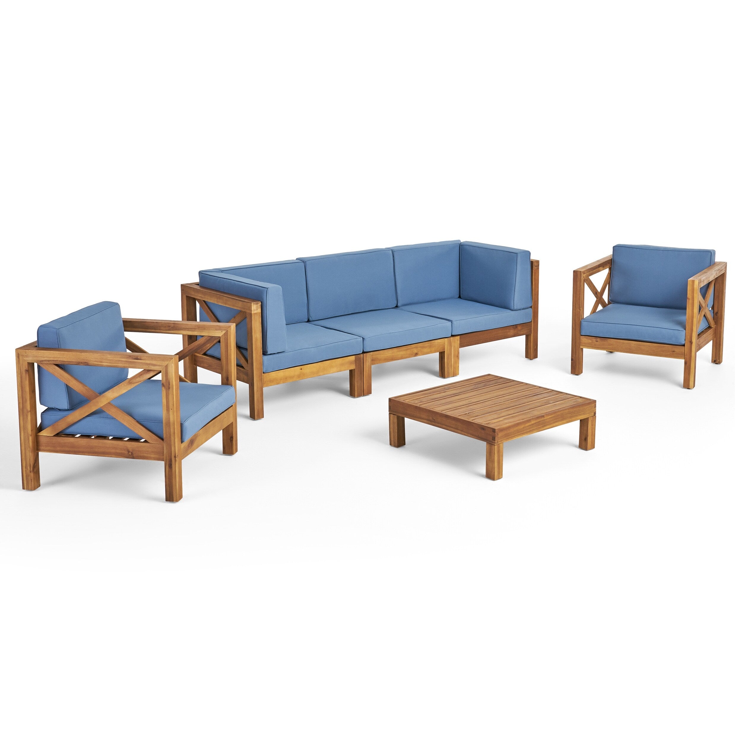 Ensemble de salon de jardin Brava en bois d'acacia, 6 pièces, par Christopher Knight Home