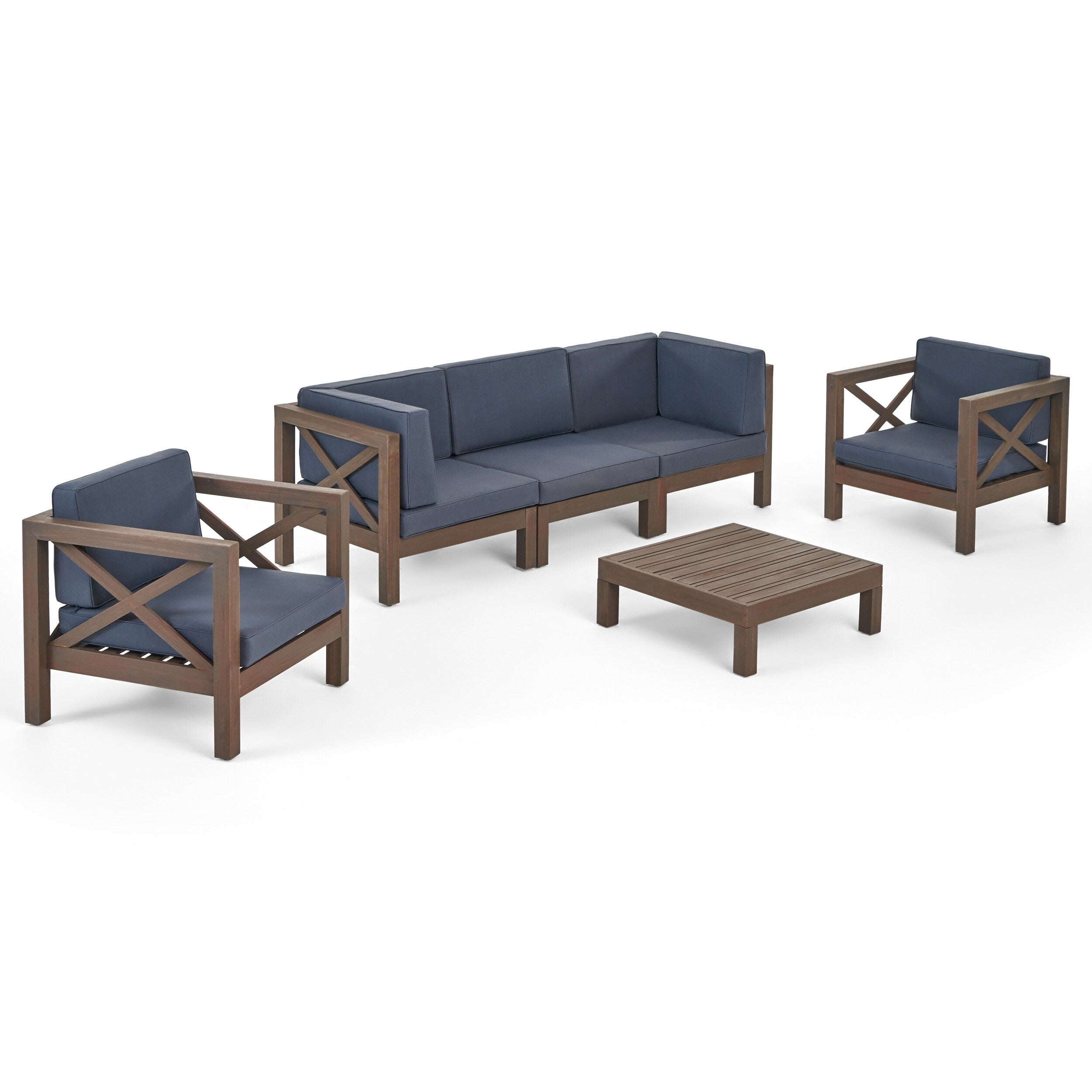 Ensemble de salon de jardin Brava en bois d'acacia, 6 pièces, par Christopher Knight Home