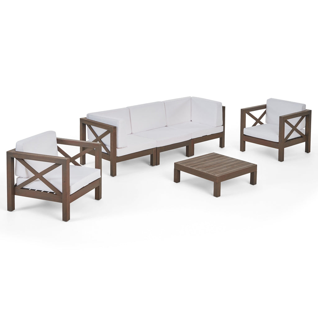 Ensemble de salon de jardin Brava en bois d'acacia, 6 pièces, par Christopher Knight Home