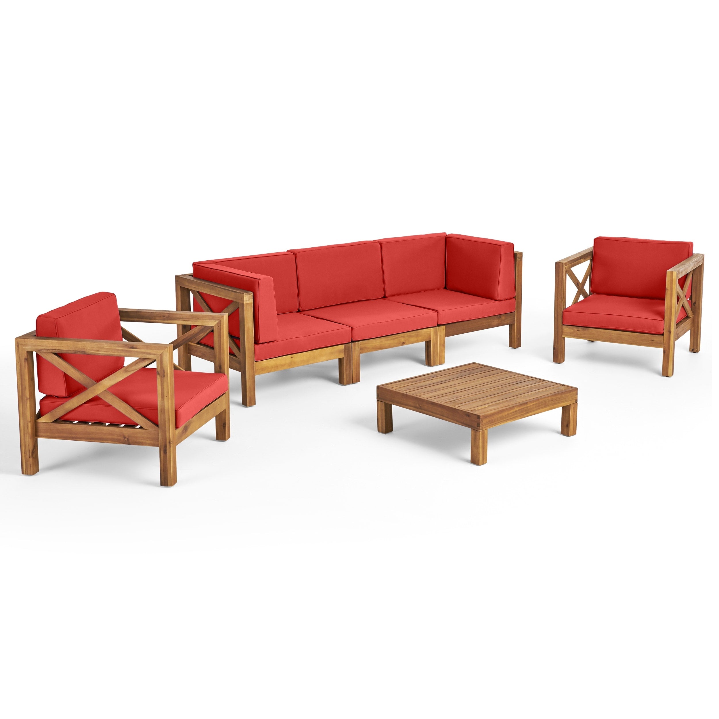 Ensemble de salon de jardin Brava en bois d'acacia, 6 pièces, par Christopher Knight Home