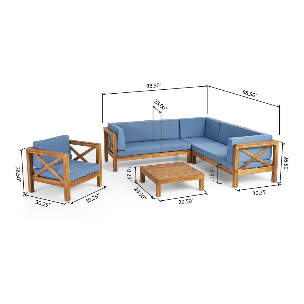 Ensemble canapé d'extérieur sectionnel et fauteuil club Brava en acacia par Christopher Knight Home
