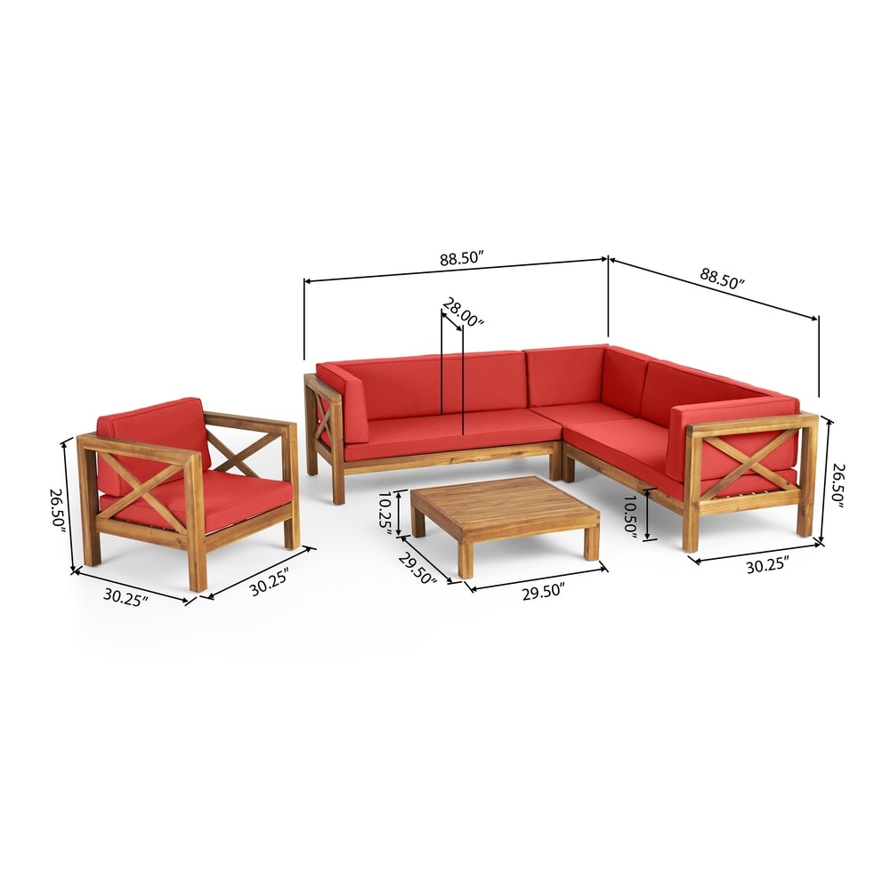 Ensemble canapé d'extérieur sectionnel et fauteuil club Brava en acacia par Christopher Knight Home