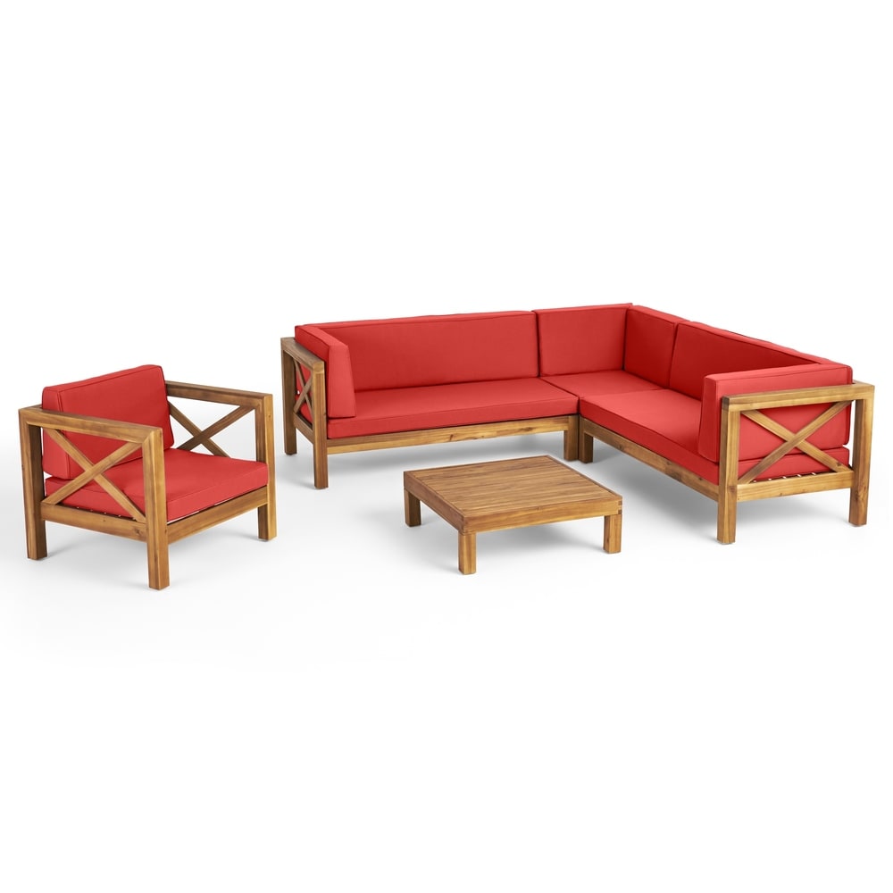 Ensemble canapé d'extérieur sectionnel et fauteuil club Brava en acacia par Christopher Knight Home