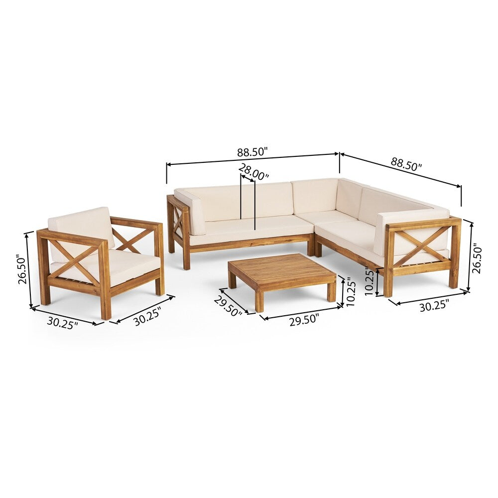 Ensemble canapé d'extérieur sectionnel et fauteuil club Brava en acacia par Christopher Knight Home
