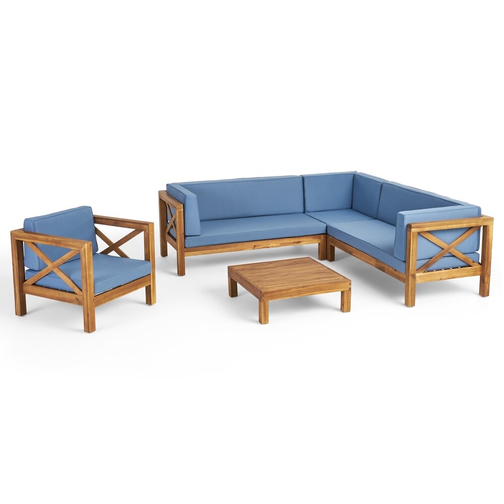 Ensemble canapé d'extérieur sectionnel et fauteuil club Brava en acacia par Christopher Knight Home