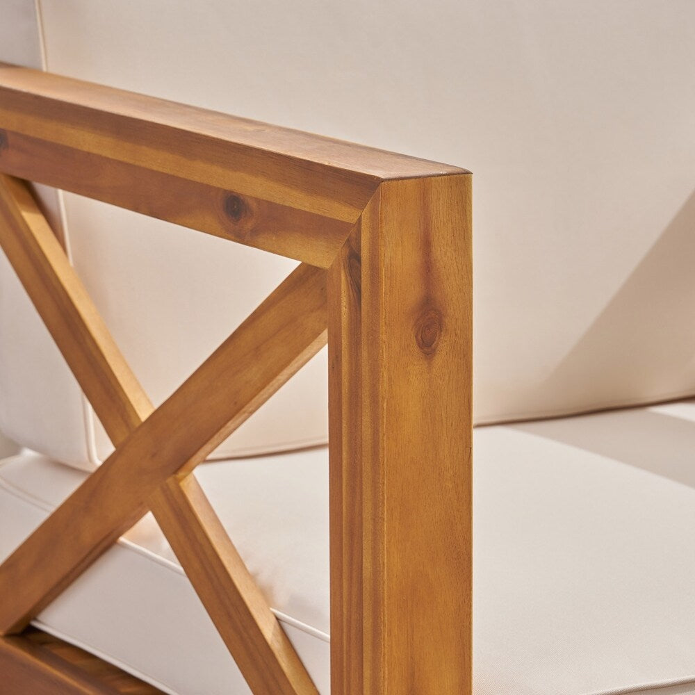 Ensemble canapé d'extérieur sectionnel et fauteuil club Brava en acacia par Christopher Knight Home