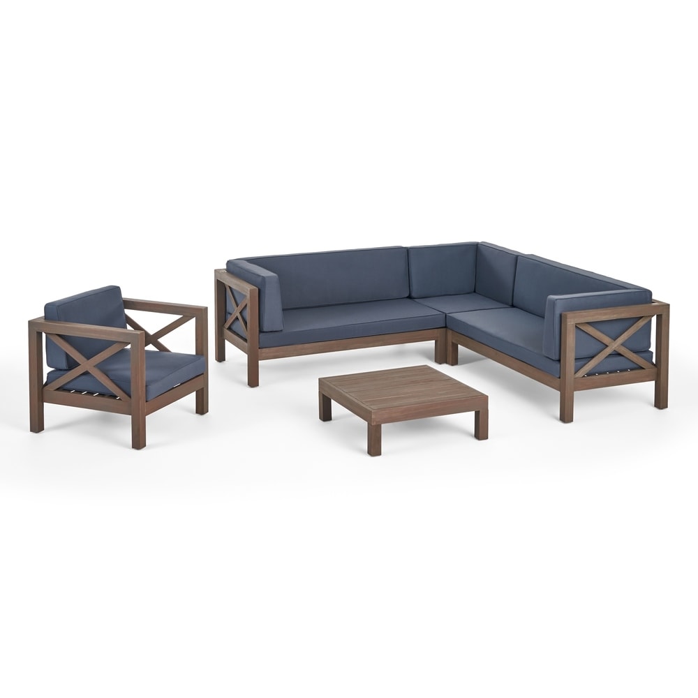 Ensemble canapé d'extérieur sectionnel et fauteuil club Brava en acacia par Christopher Knight Home