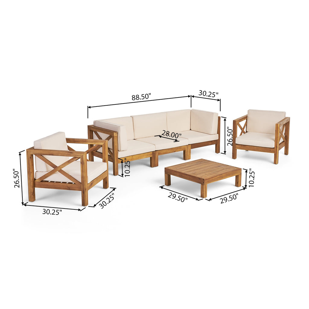 Ensemble de salon de jardin Brava en bois d'acacia, 6 pièces, par Christopher Knight Home