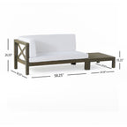 Ensemble causeuse et table basse d'extérieur Brava en bois d'acacia avec accoudoir gauche et coussin par Christopher Knight Home